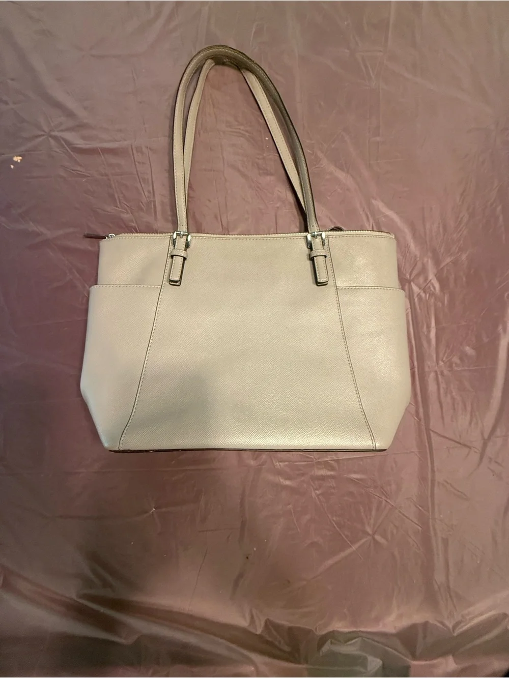 Michael Michael Kors EAST WEST JET SET SAFFIANO TOP ZIP TOTE Grey Leather